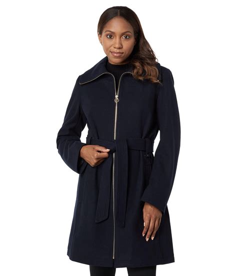 michael kors zip front wool coat|Michael Kors single breasted coat.